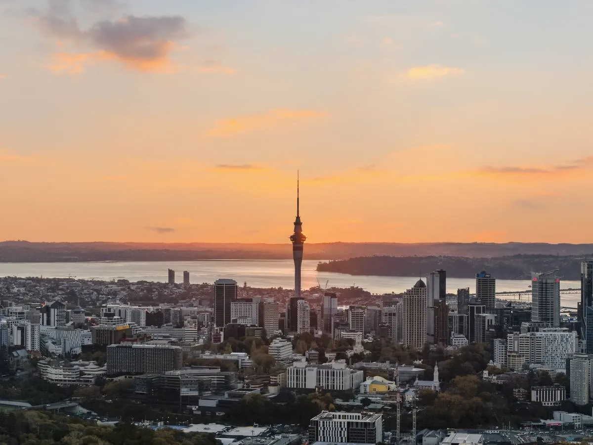 Auckland skyline, Sunset, city aspect
