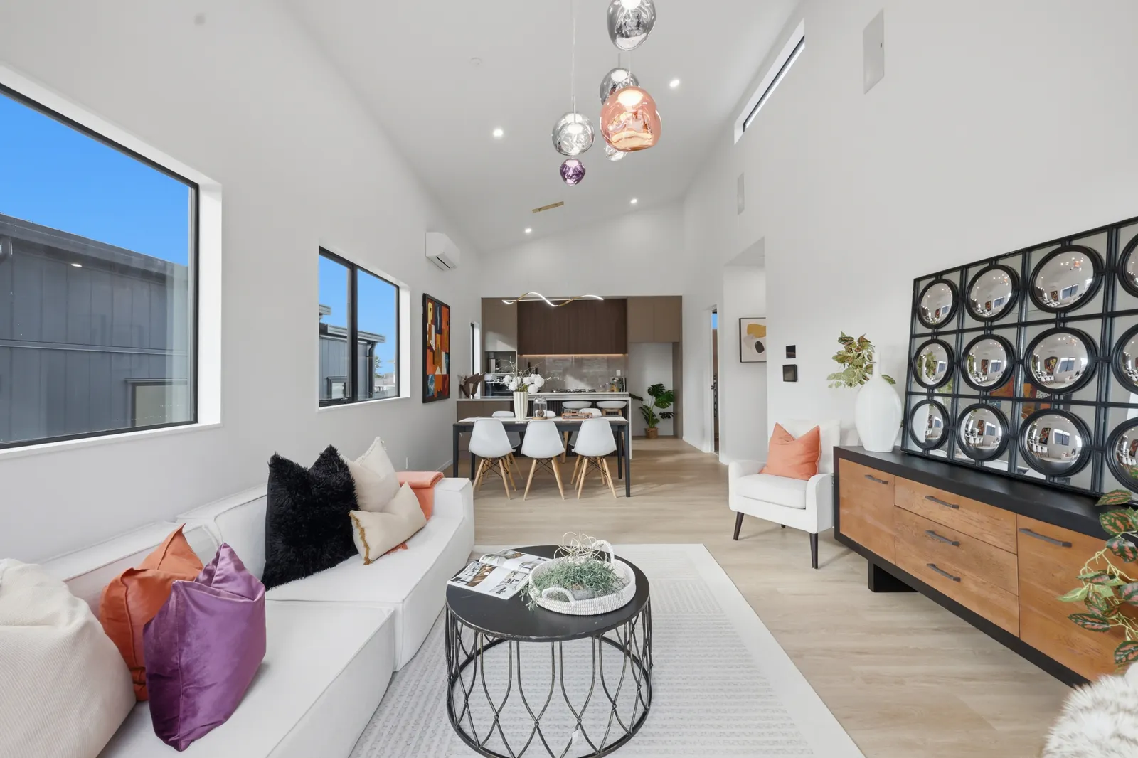 Open-plan Auckland living room in the IRIS finish: bright, clean and true to life