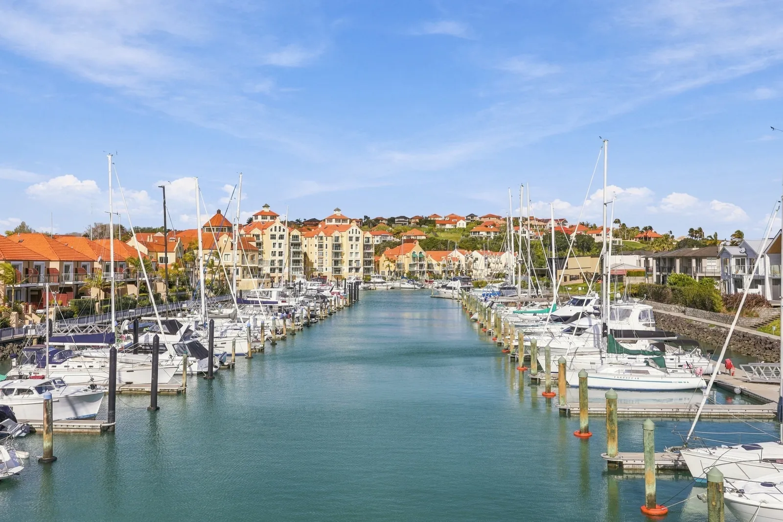 Marina from the balcony, waterfront townhouse in Gulf Harbour, Hibiscus Coast