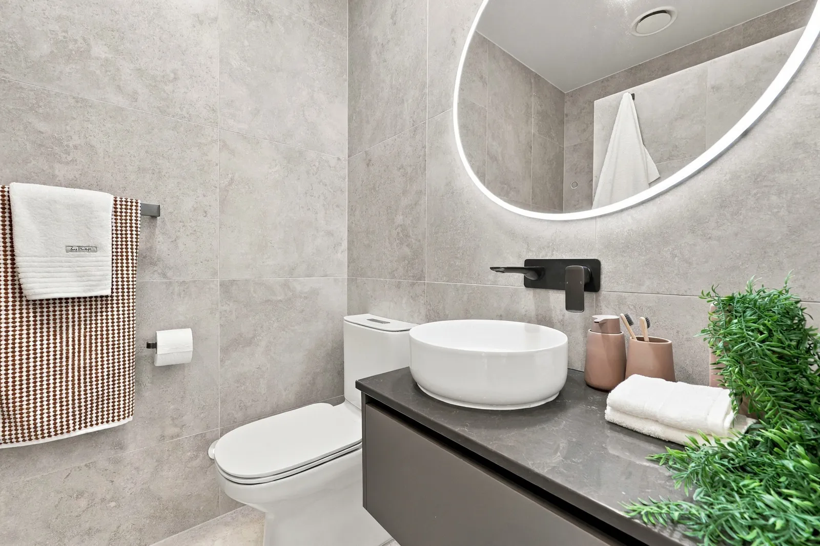 Bathroom, waterfront townhouse in Gulf Harbour, Hibiscus Coast